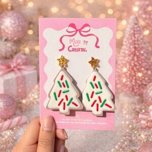 Christmas Tree Cookie Earrings | Festive Holiday Dangle Earrings